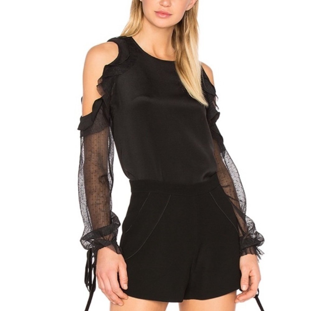 Alexis Fernand Sheer Sleeve Cut-out Ruffle Top